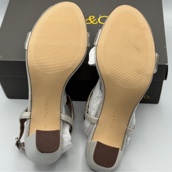 Style & Co Silver Rhinestone Dress Sandals 9M - Picture 5 of 7